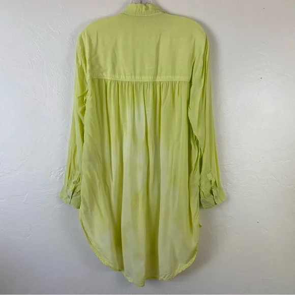 Anthropologie Pilcro Size Small Faded Yellow Green Button Down Long Tunic Blouse - Picture 6 of 8